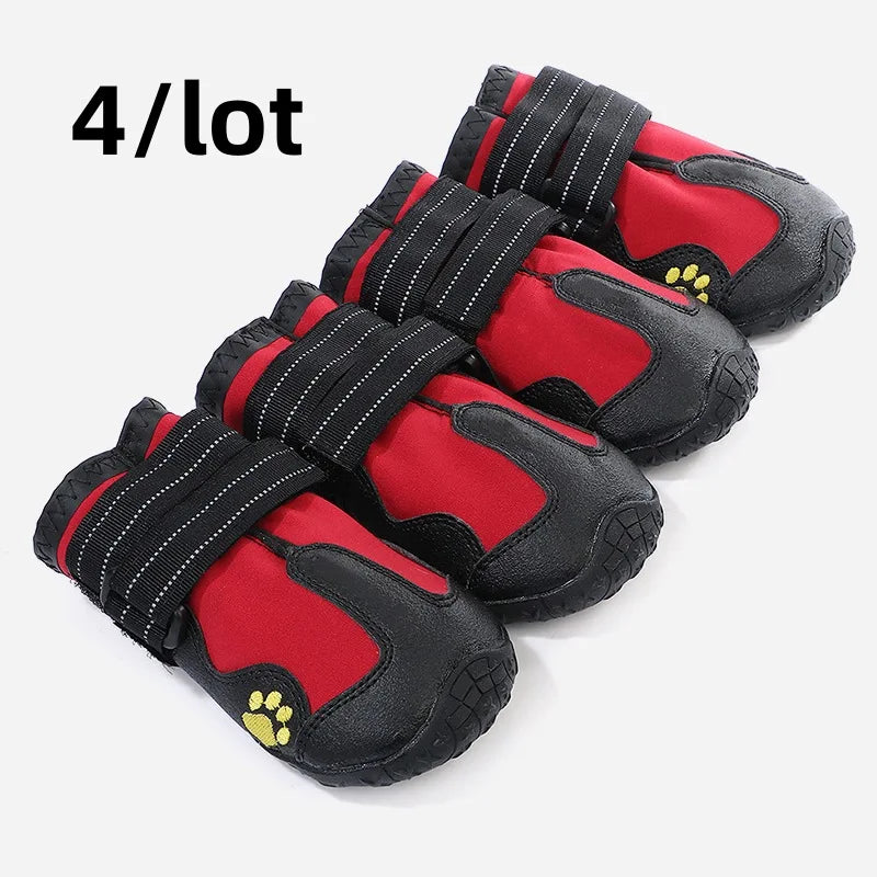 Waterproof Dog Boots Warm Snow 4pcs/set Pet Dog Shoes Reflective Rain