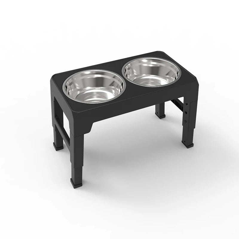 BOOTEELY Elevated Dog Feeder Bowls Adjustable Raised Stand with Double Stainless Steel Food Water Bowls Small Medium Large Dogs - DOG'S UNCLE