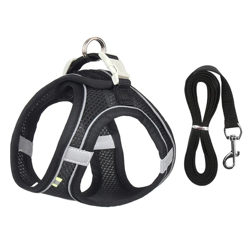 Dog Harness Leash Set for Small Dogs Adjustable Puppy Cat Harness Vest French Bulldog Chihuahua Pug Outdoor Walking Lead Leash - DOG'S UNCLE